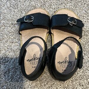 Monkey Feet Black Kids Sandals with Buckle